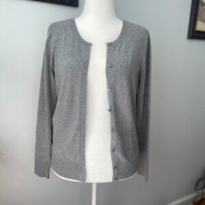 Merona Women's Size Large Soft Gray Cardigan Sweater Cotton Spandex Long Sleeves